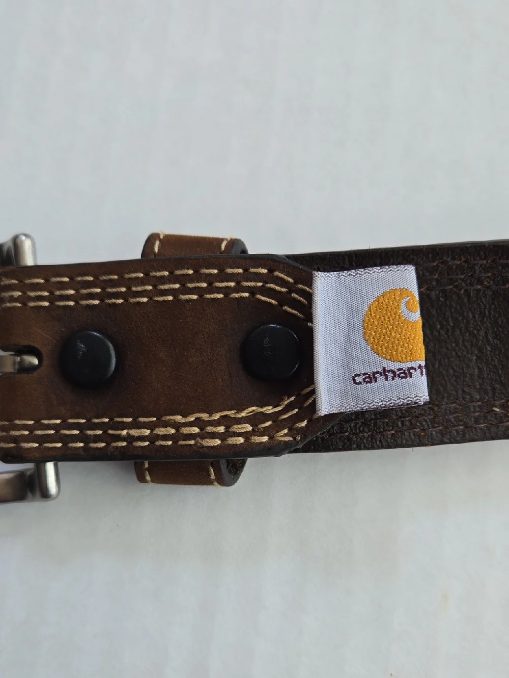 Carhartt Brown Leather Triple Stitch Belt, Size 48, Style #A0005507